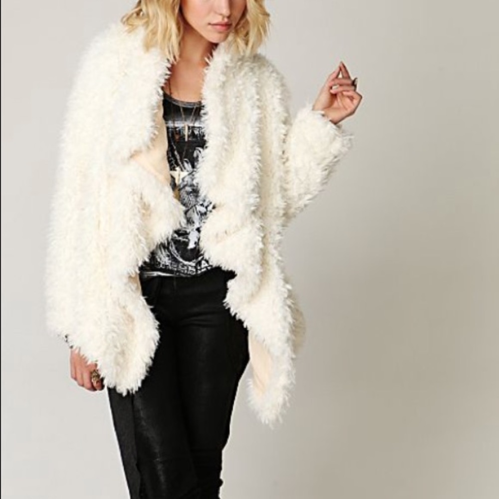 Free people Sherpa fur draped jacket
